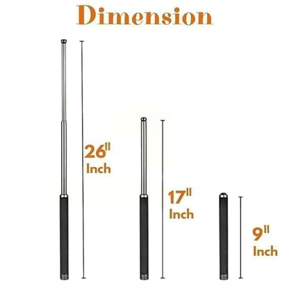 Stainless Steel Self-Defense Foldable Pointer & Safety Hiking Stick | Compact, Extendable Wand with Comfortable Grip & Nylon Bag | Ideal for Car, Office, Indoor & Outdoor Use
