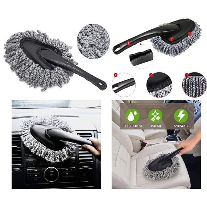 Ultra Soft Microfiber Car Cleaning Duster with Exatndable Handle Car Brush Kitchen Sink, Drill-Free for Exterior Dust Remover Car Window Cleaning Dusting Brushes