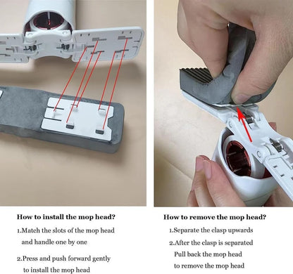 Mini Sponge Mop for Kitchen, Bathroom, Glass & Car | Self-Squeeze Magic Wiper with 2 Absorbent Sponges | Portable Wet & Dry Cleaning Mop for Floor, Table, Wall, Home & Office