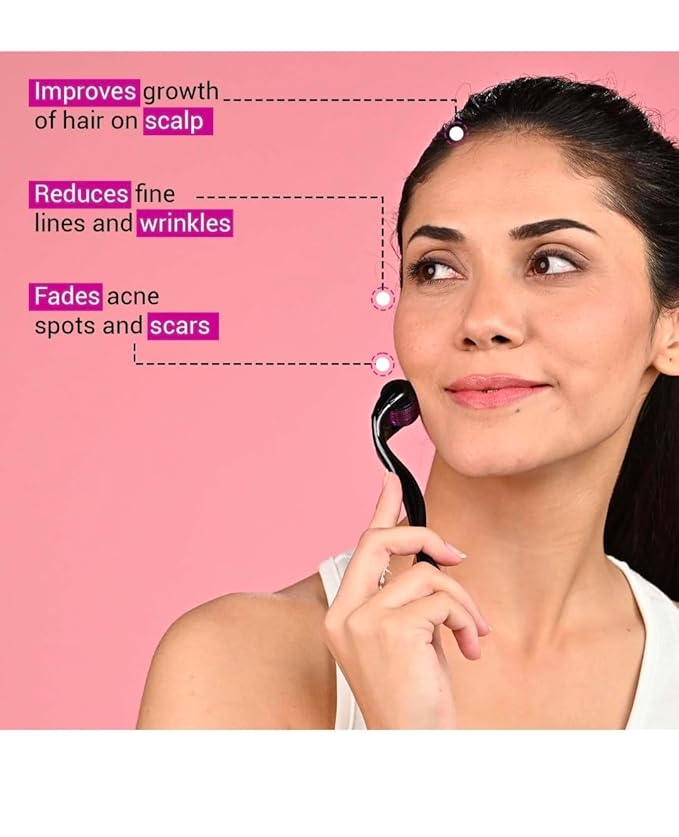 Derma Roller for Skin Care and Hair Growth | Helps with Smoother, Firmer, and More Youthful-looking skin | Helps with Thinning hair, Hair loss, and Improving Overall Scalp Health | 0.5 mm Size | 540 Titanium Needles (Medium, 6.0, count)