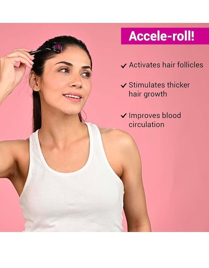 Derma Roller for Skin Care and Hair Growth | Helps with Smoother, Firmer, and More Youthful-looking skin | Helps with Thinning hair, Hair loss, and Improving Overall Scalp Health | 0.5 mm Size | 540 Titanium Needles (Medium, 6.0, count)