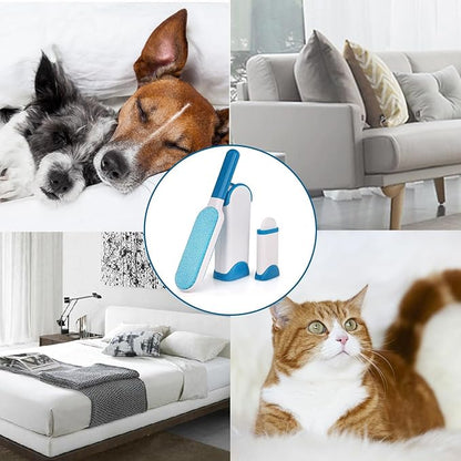 Pet Hair Remover Brush – Reusable Dog & Cat Hair Remover for Clothes, Furniture, Couch & Bedding – Better Than Lint Rollers Portable & User-Friendly (Blue)