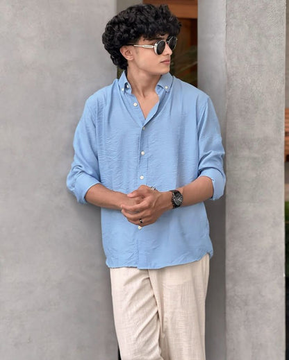 J.VER Men's Linen Shirts Casual Button Down Long Sleeve Shirt Solid Spread Collar Summer Beach Shirts with Pocket