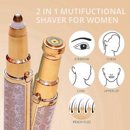 Eyebrow Trimmer for Women, 2 in 1 Rechargeable Facial Hair Remover with Replaceable Heads, Professional Painless Personal Hair Removal Eyebrow Razor with Indicator Lights,trimmer (Pink)