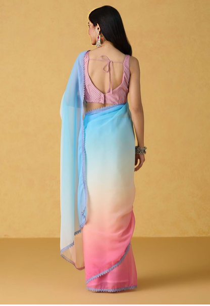 StyleScope Women's Printed Georgette Saree With Unstitched Blouse Piece (Alia Paadding)