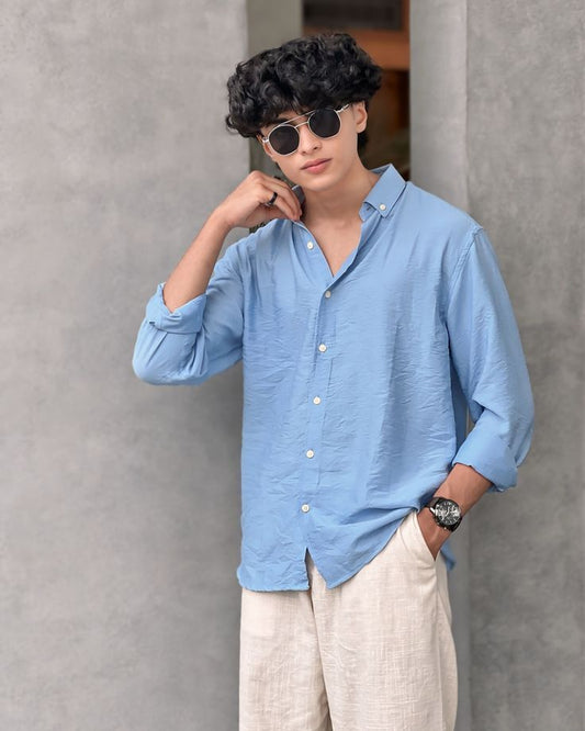 J.VER Men's Linen Shirts Casual Button Down Long Sleeve Shirt Solid Spread Collar Summer Beach Shirts with Pocket